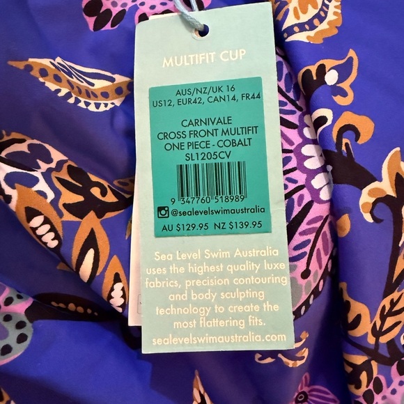 NWT SEA LEVEL CARNIVALE
CROSS FRONT MULTIFIT ONE PIECE - COBALT SZ 12 - Picture 7 of 8